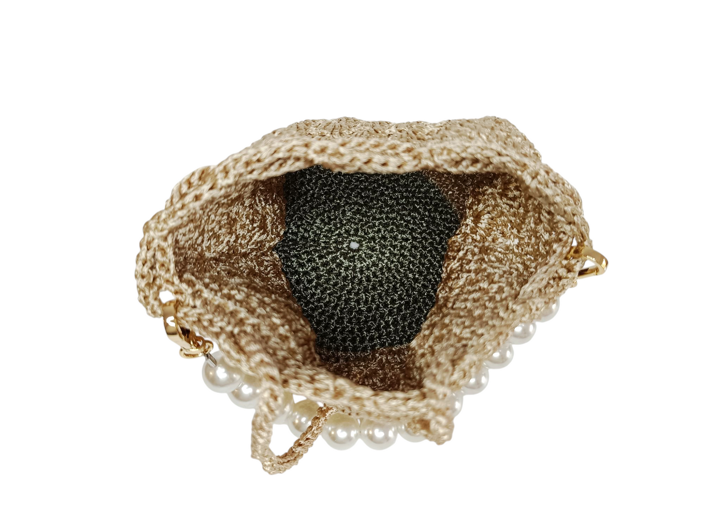 Bolso de Mano Pequeño de Mujer, Elegante y Compacto, disponible en Nordestina.es. Accesorio de moda femenino con perlas de inmitación.