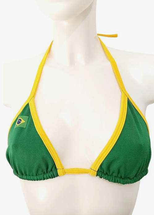 Bikini brasileño tanga NORDESTINA verde y amarillo, con cordón ajustable, material de alta calidad, perfecto para la playa o piscina.