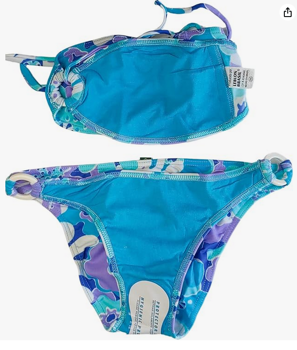 Bikini brasileño bandeau 2 piezas NORDESTINA, con abalorios exclusivos y ajuste ajustable. Hecho de 85% poliamida y 15% elastano, cómodo y sostenible.