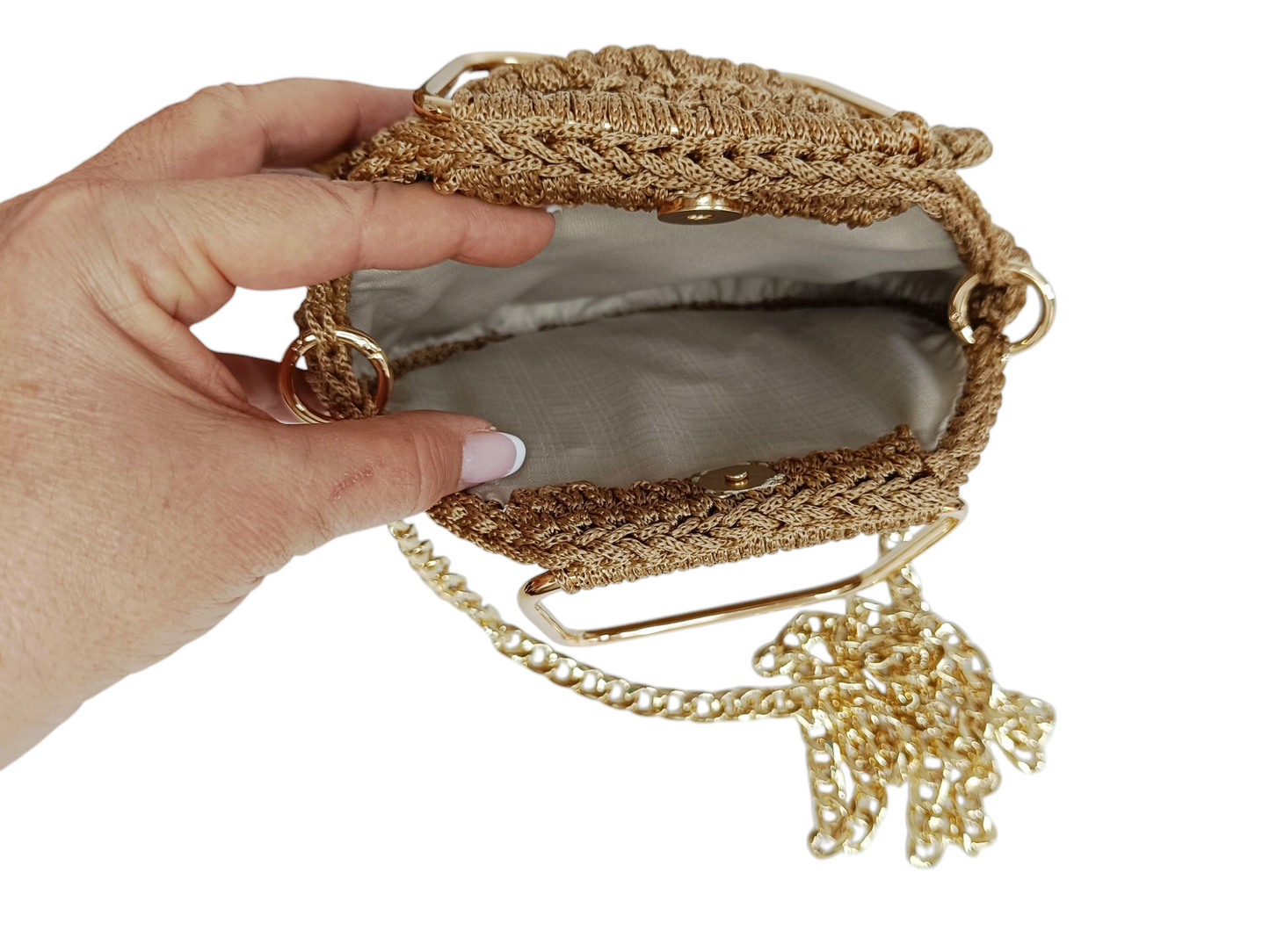 Bolso de Crochet Flor dorada