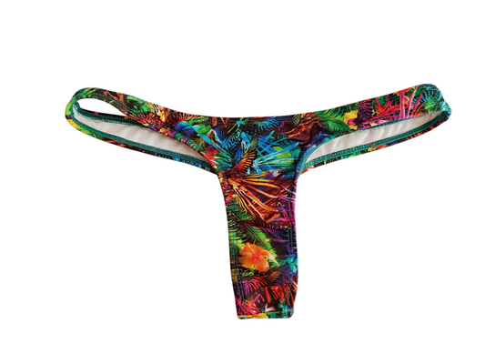 Braguita Clara brasileña – Bikini tanga M estampado tropical colorido