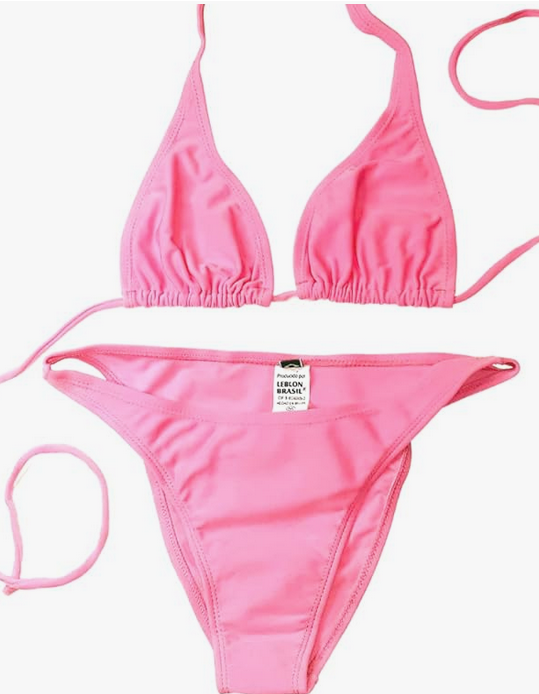 Bikini brasileño 2 piezas NORDESTINA con top triángulo y braguita de talle bajo, forrado y con ajuste personalizado. Hecho con 85% poliéster y 15% elastano, ideal para la playa.
