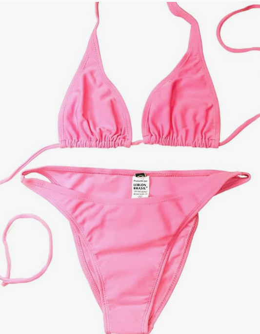 Bikini brasileño 2 piezas NORDESTINA con top triángulo y braguita de talle bajo, forrado y con ajuste personalizado. Hecho con 85% poliéster y 15% elastano, ideal para la playa.