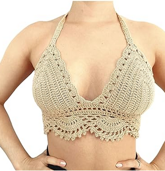 Top de crochet para mujer, estilo elegante con diseño de ganchillo, perfecto para la playa o piscina.
